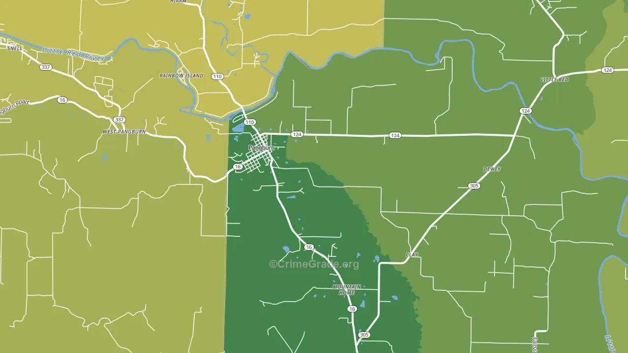 Pangburn, AR Map of Assault Rates