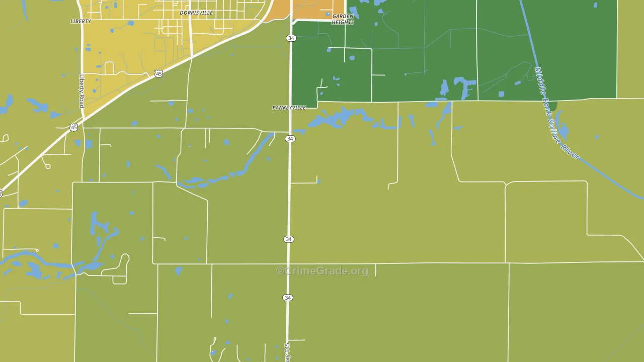 Pankeyville, IL Map of Assault Rates