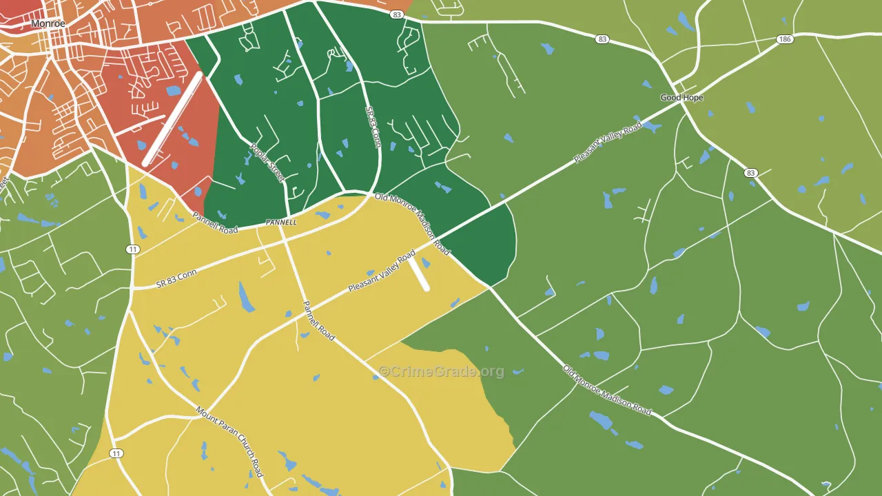 Pannell, GA Map of Assault Rates