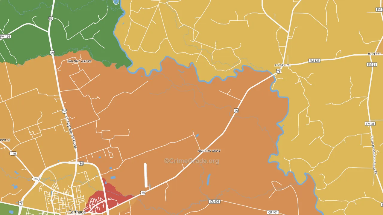 Panola, TX Map of Assault Rates
