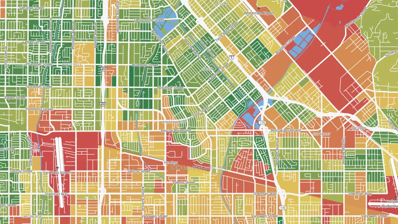 Panorama City, CA Map of Assault Rates
