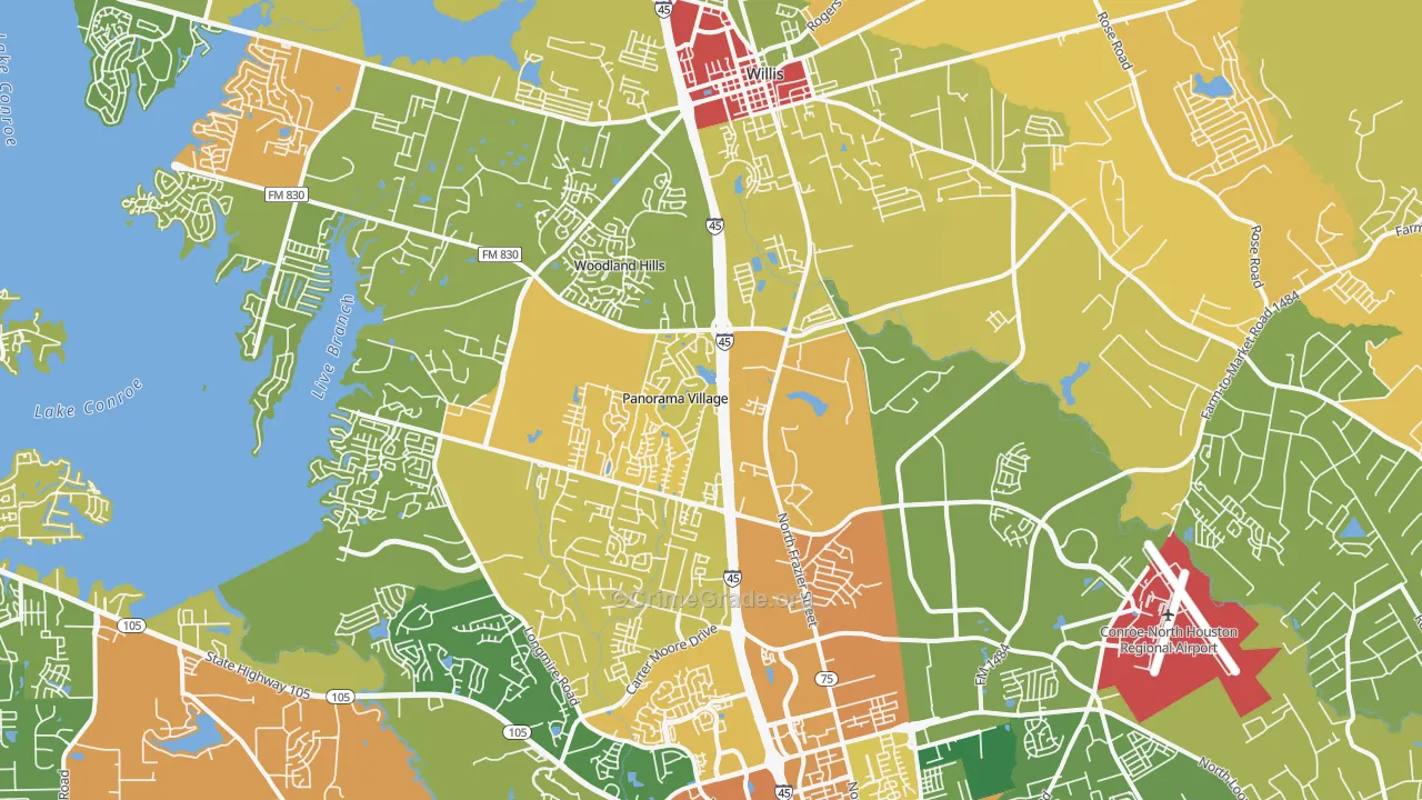 Panorama Village, TX Map of Assault Rates