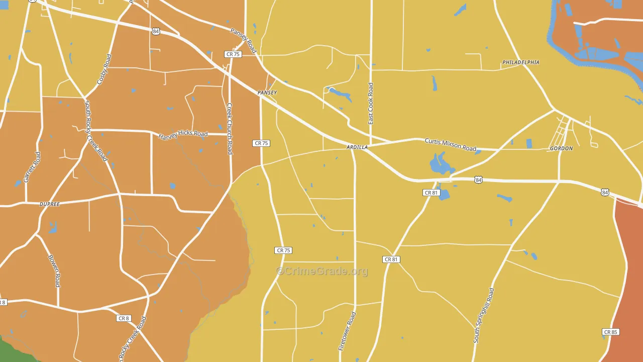 Pansey, AL Map of Assault Rates