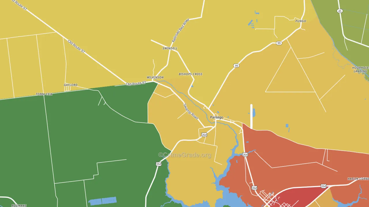 Pantego, NC Map of Assault Rates