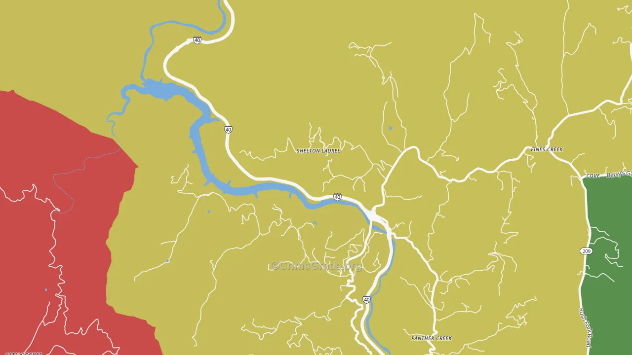 Panther Creek, NC Map of Assault Rates