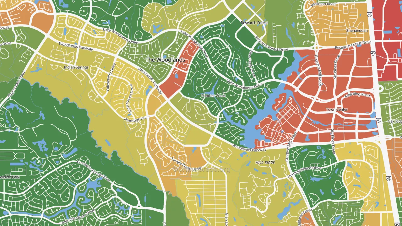 Panther Creek, The Woodlands, TX Map of Assault Rates