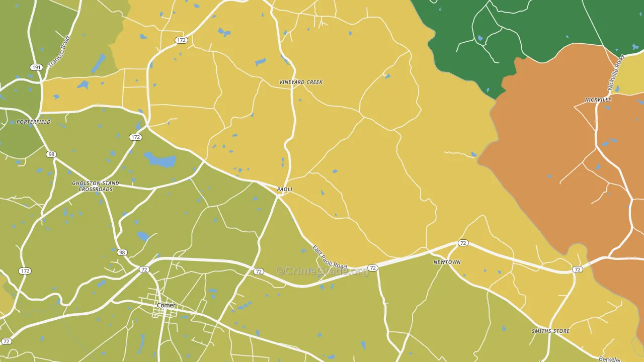 Paoli, GA Map of Assault Rates