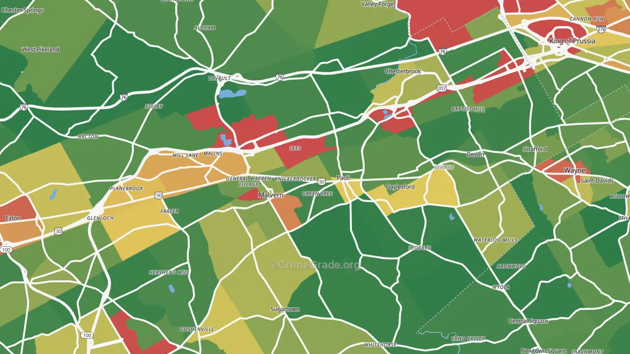 Paoli, PA Map of Assault Rates