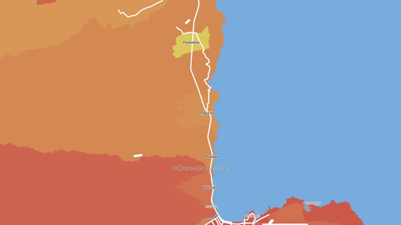 Papaikou, HI Map of Assault Rates