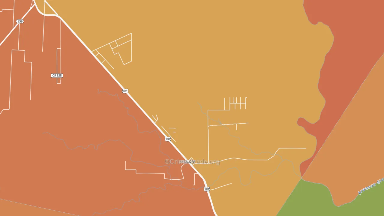 Papalote, TX Map of Assault Rates