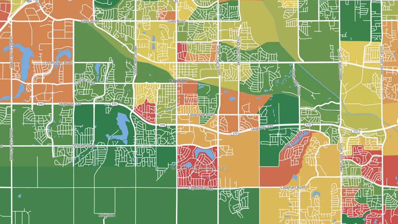 Papillion, NE Map of Assault Rates