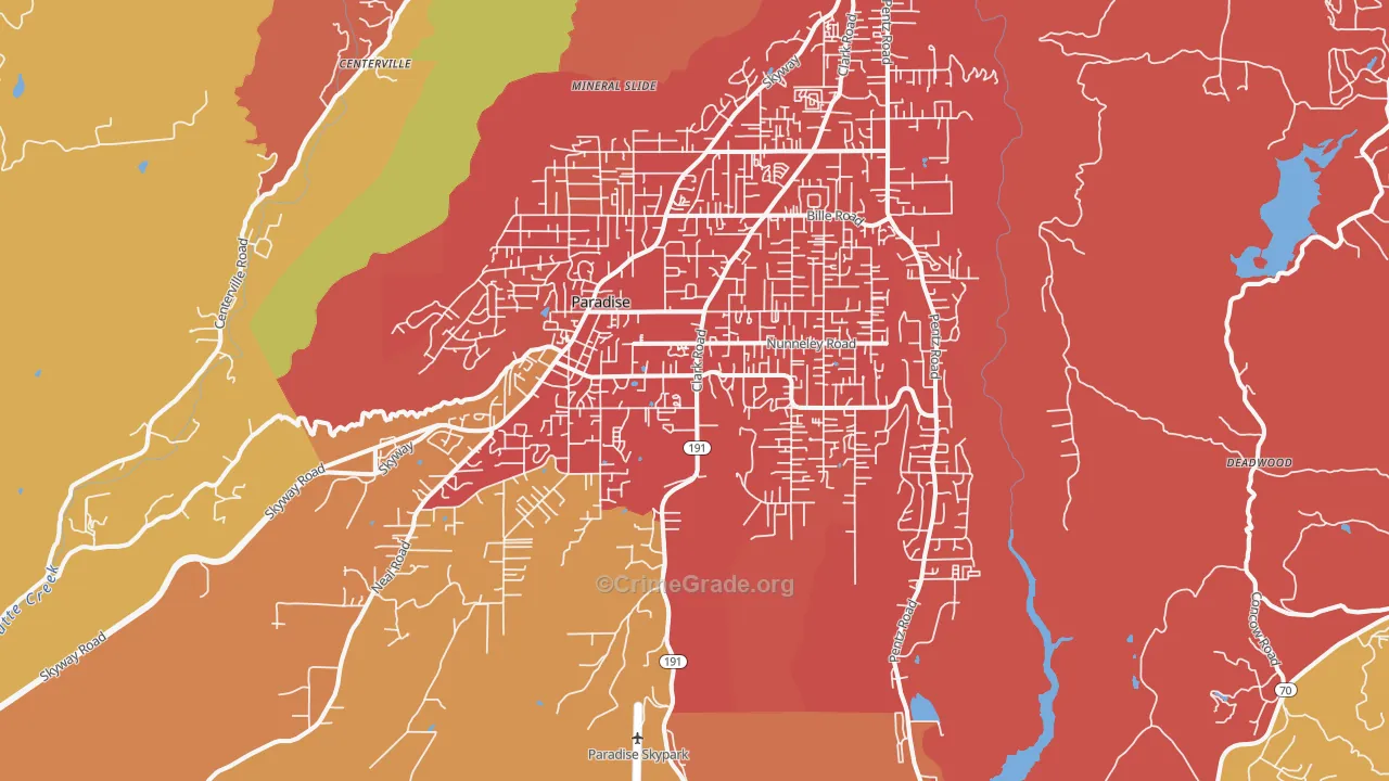 Paradise, CA Map of Assault Rates