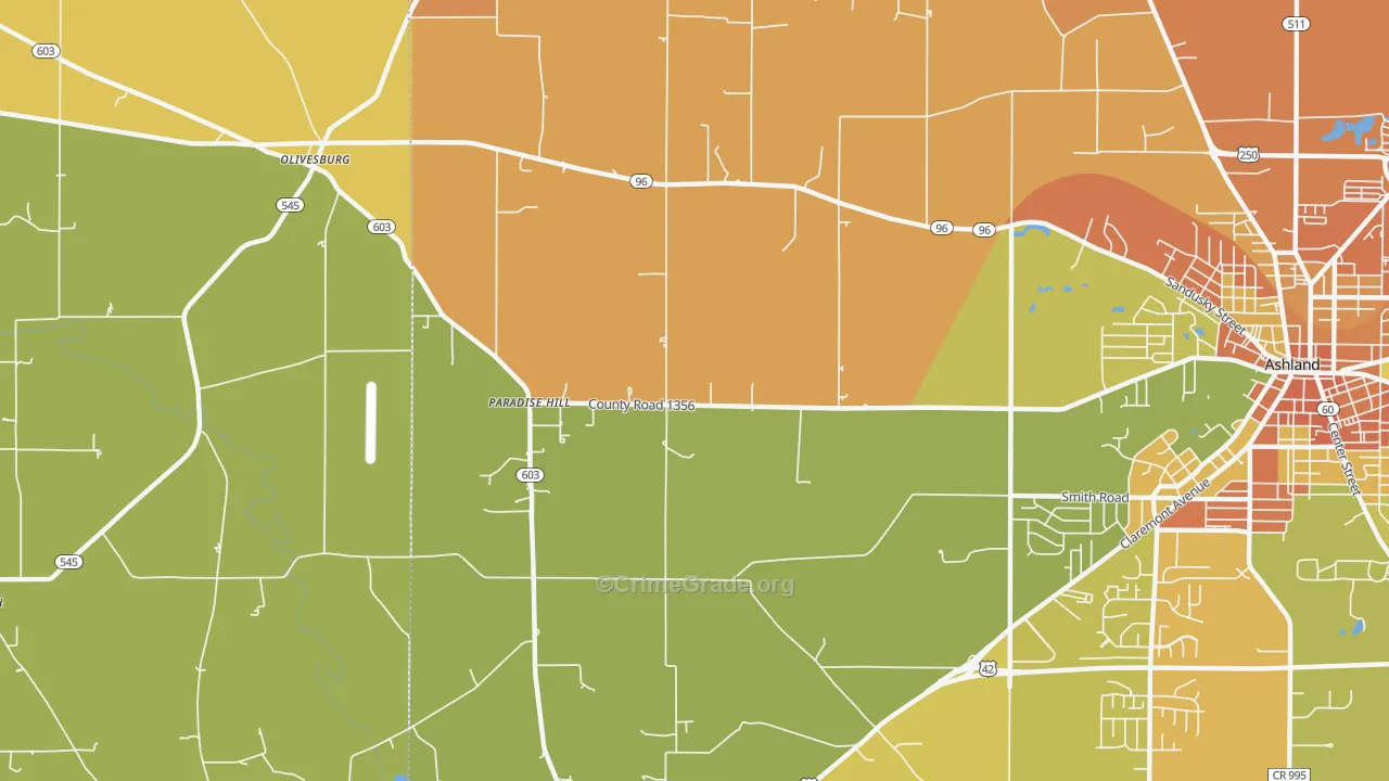 Paradise Hill, OH Map of Assault Rates