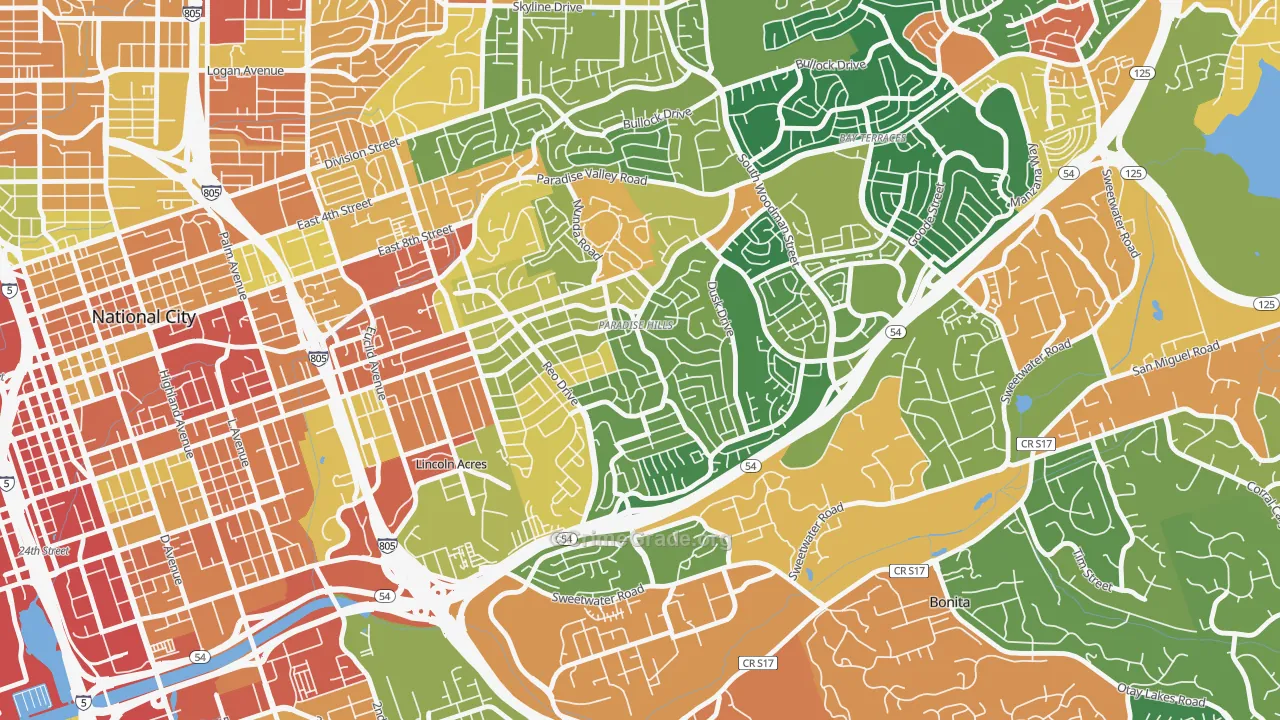 Paradise Hills, San Diego, CA Map of Assault Rates