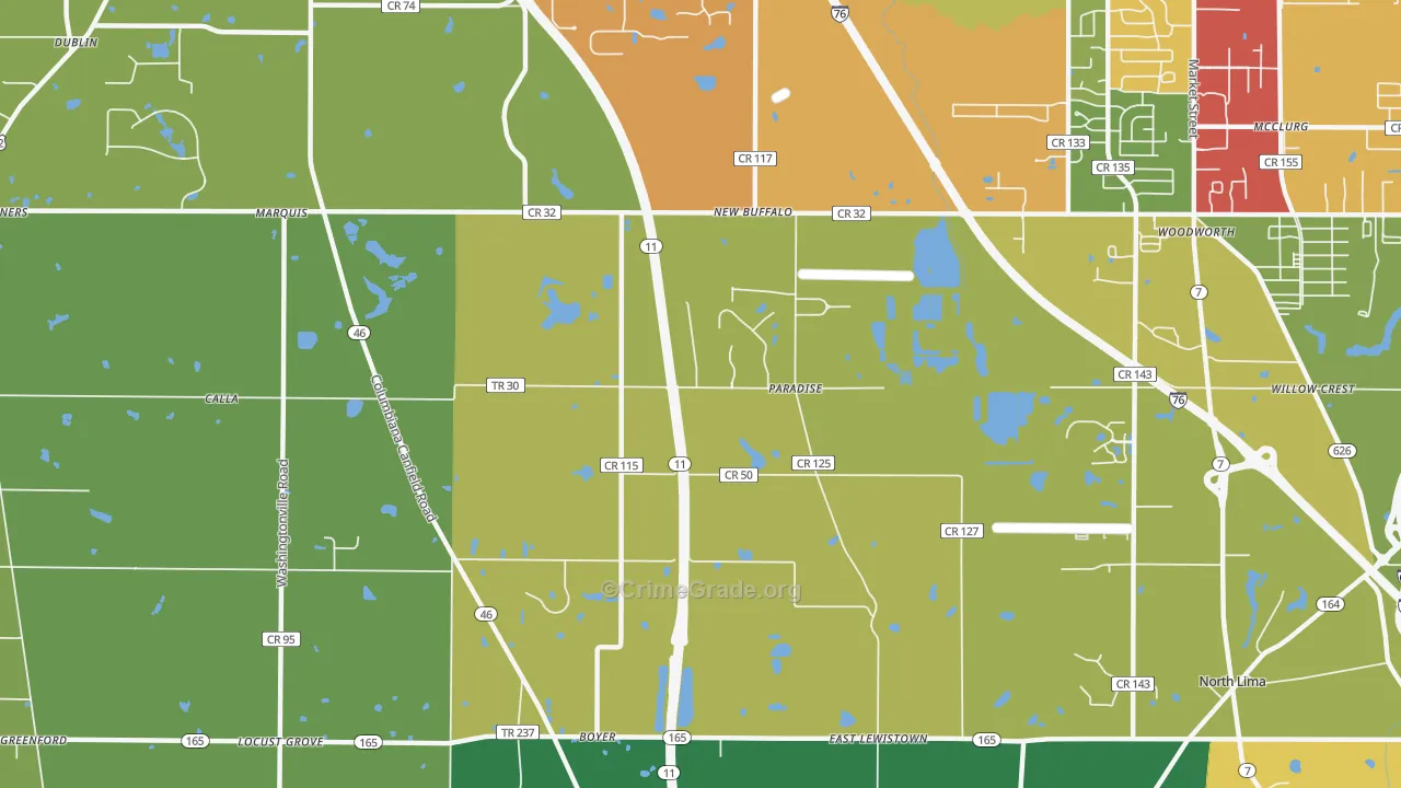 Paradise, OH Map of Assault Rates