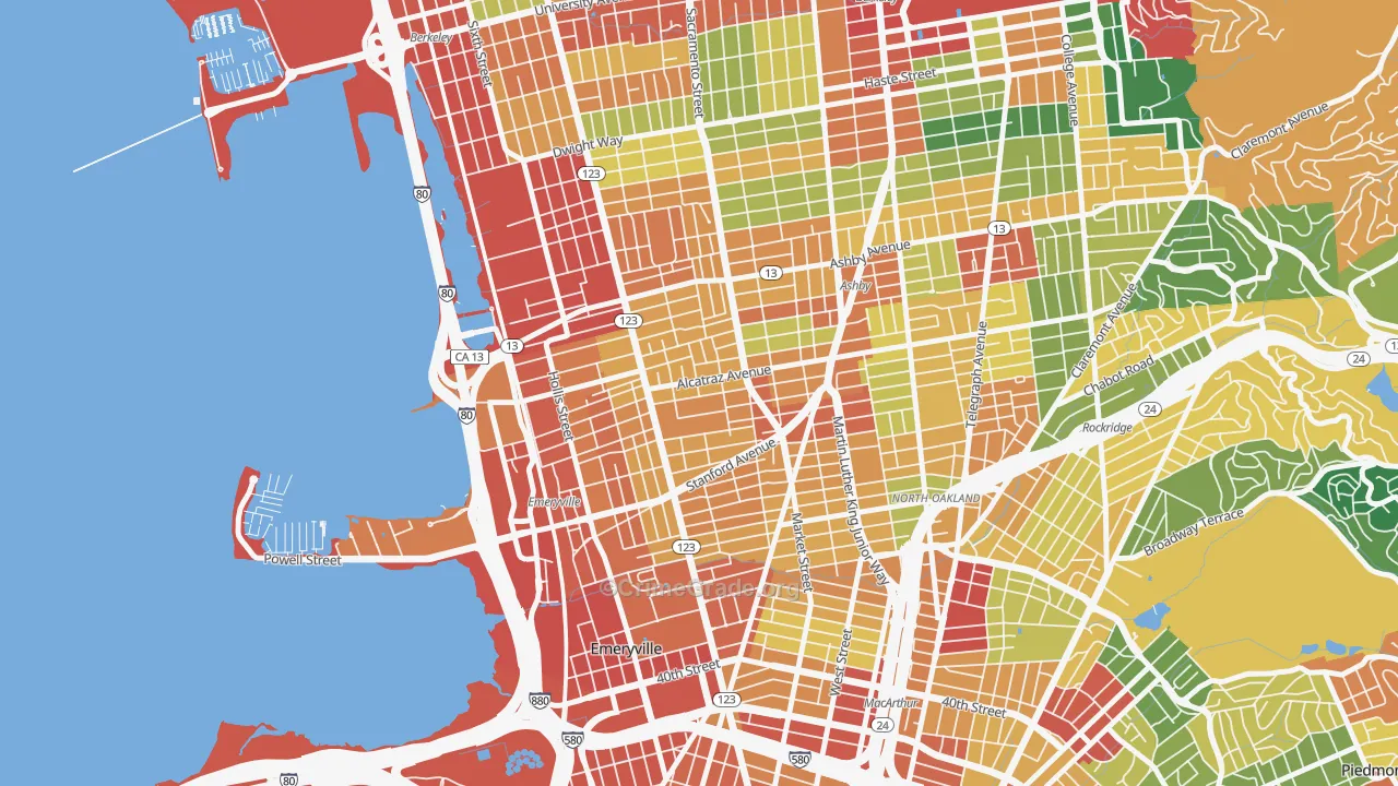 Paradise Park, Emeryville, CA Map of Assault Rates