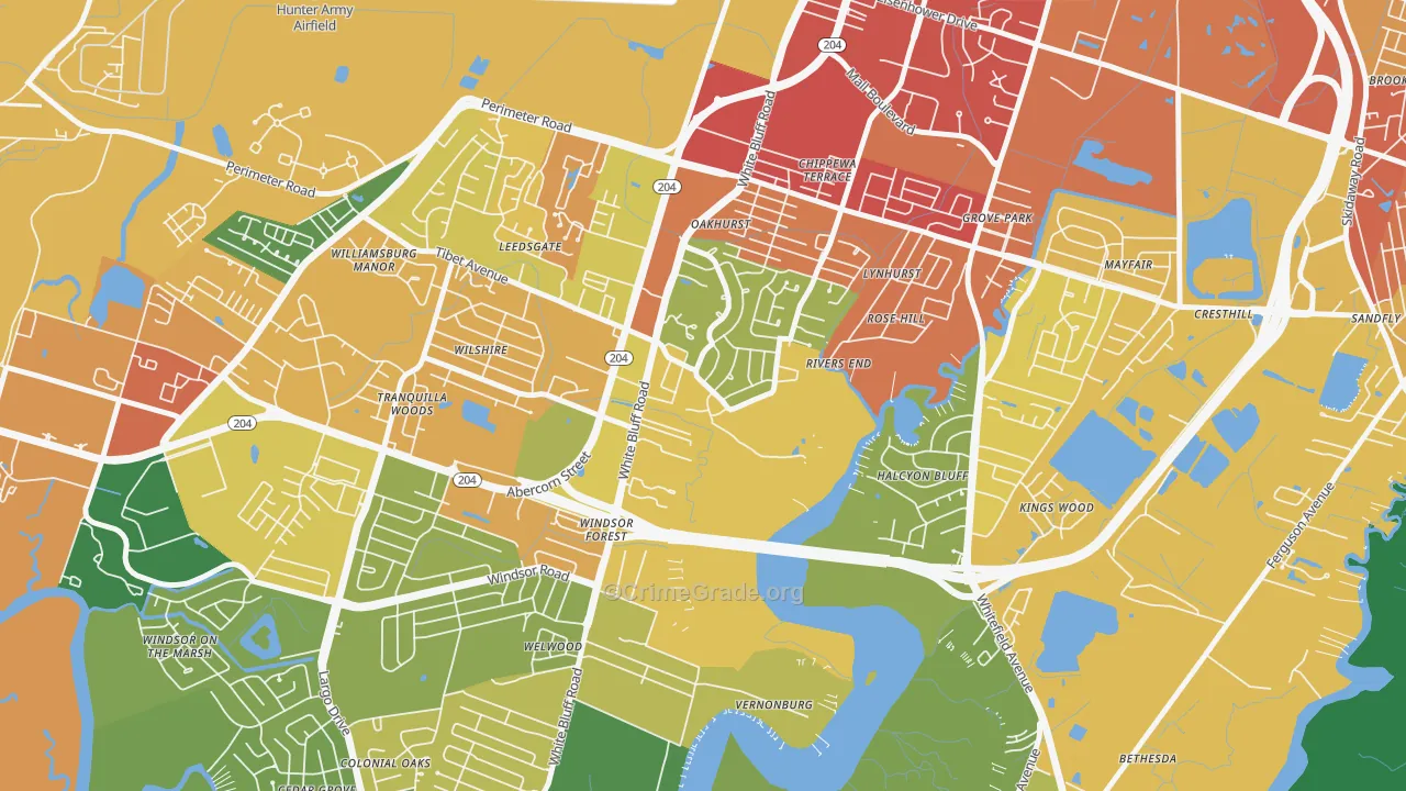 Paradise Park, Savannah, GA Map of Assault Rates