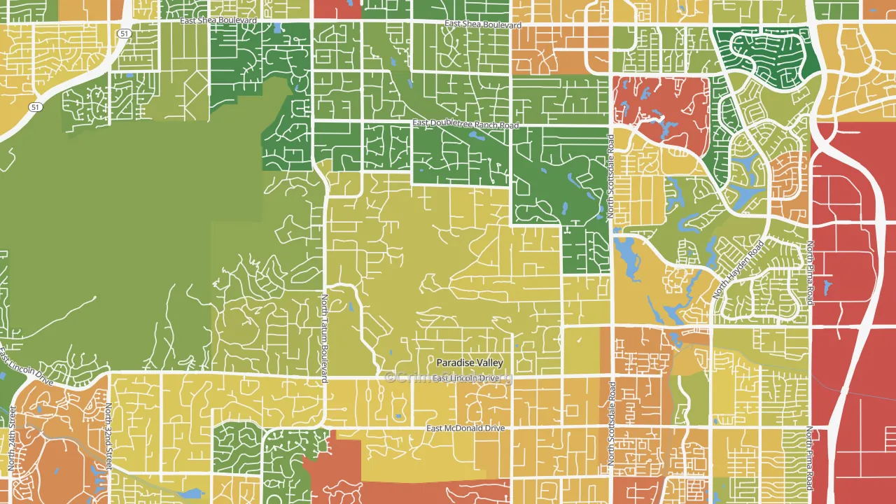 Paradise Valley, AZ Map of Assault Rates
