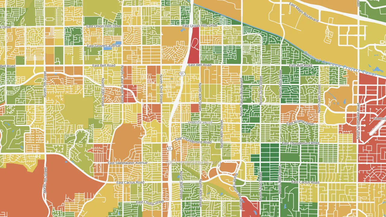 Paradise Valley, Phoenix, AZ Map of Assault Rates