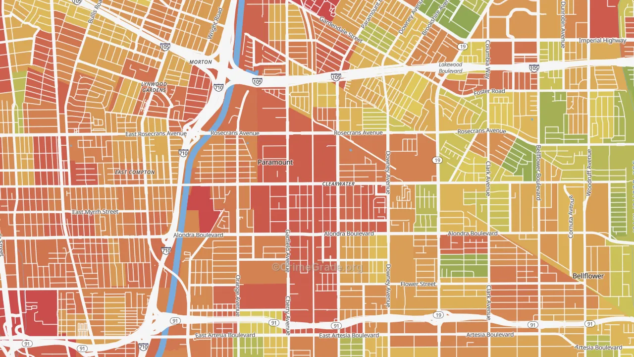 Paramount, CA Map of Assault Rates