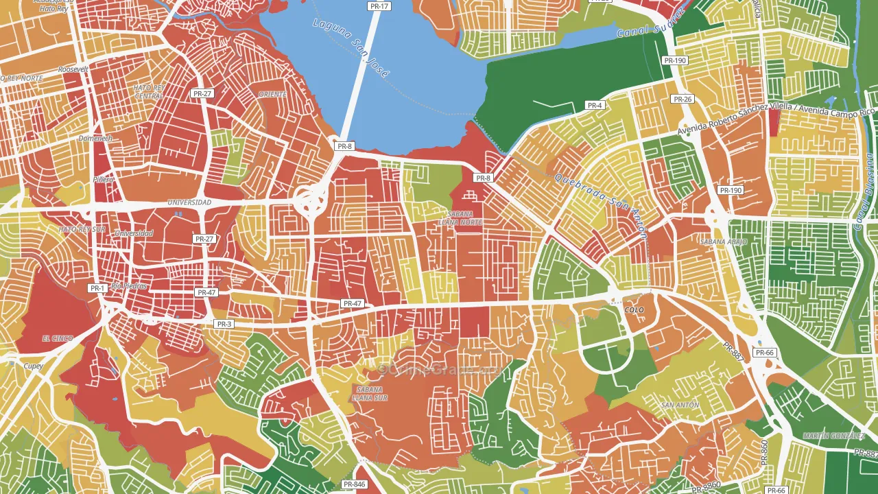 Parcelas Falu, San Juan, PR Map of Assault Rates