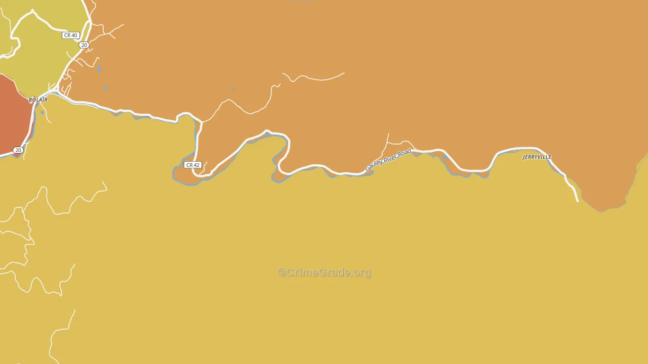 Parcoal, WV Map of Assault Rates