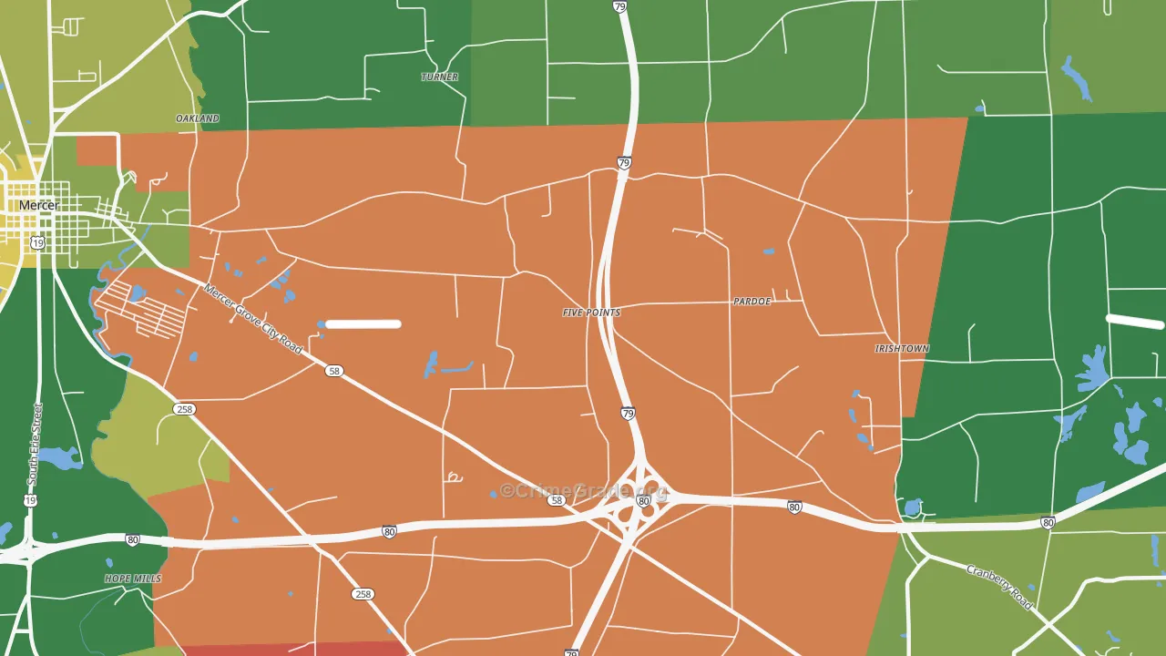 Pardoe, PA Map of Assault Rates