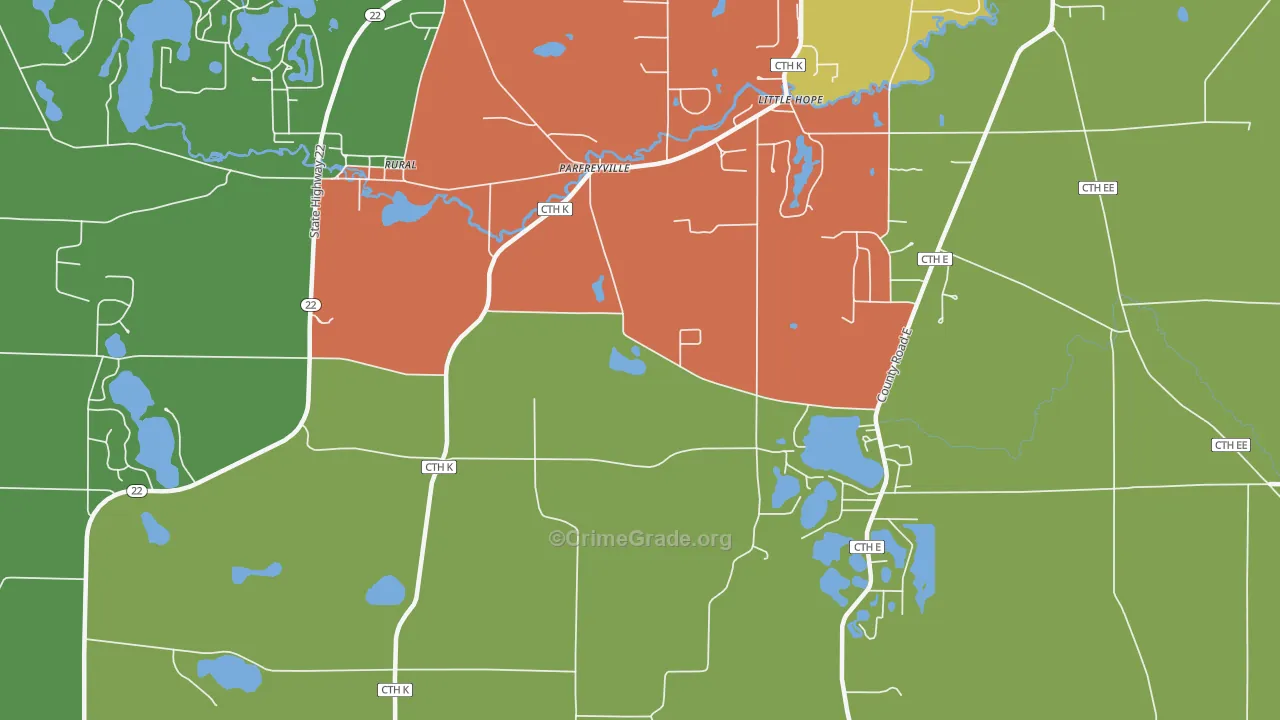 Parfreyville, WI Map of Assault Rates