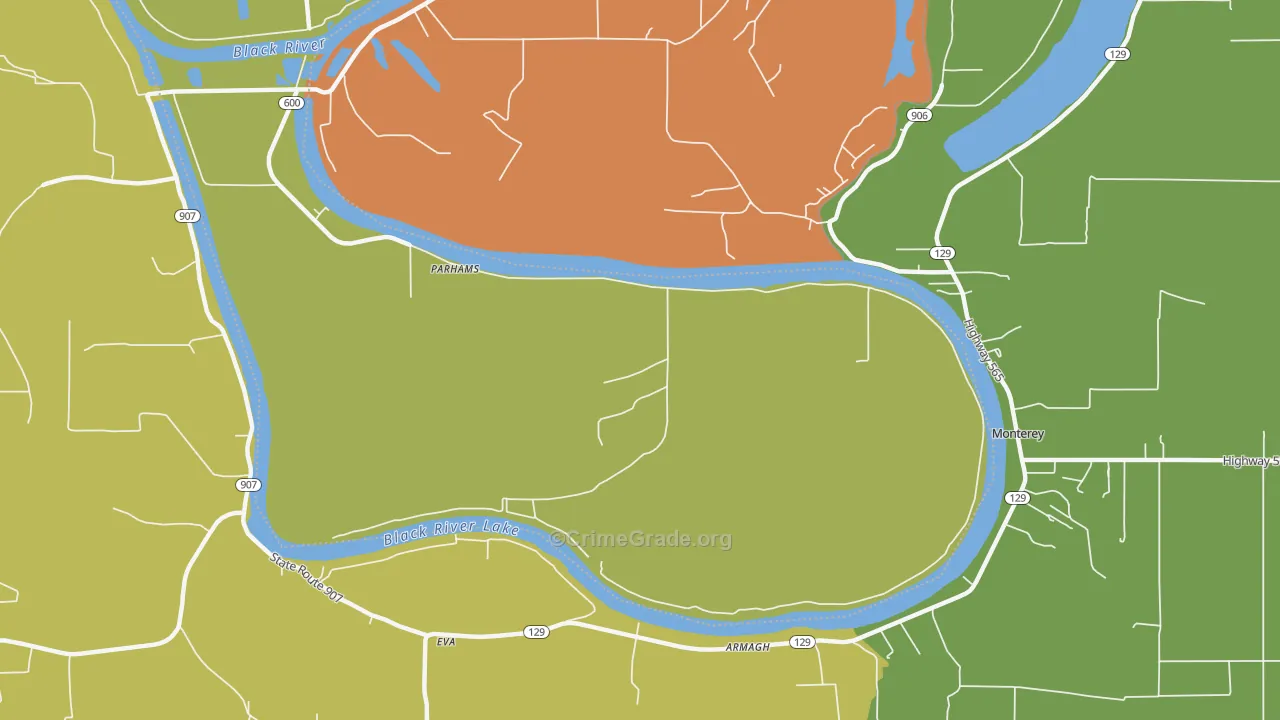 Parhams, LA Map of Assault Rates