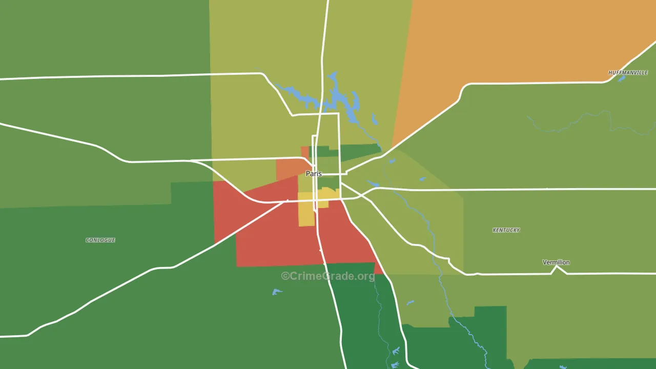 Paris, IL Map of Assault Rates