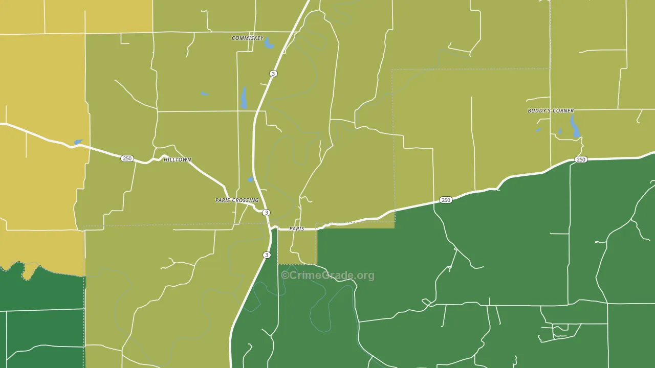 Paris, IN Map of Assault Rates
