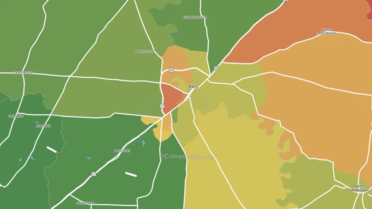 Paris, KY Map of Assault Rates