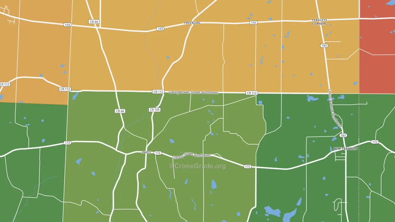 Paris, OH Map of Assault Rates