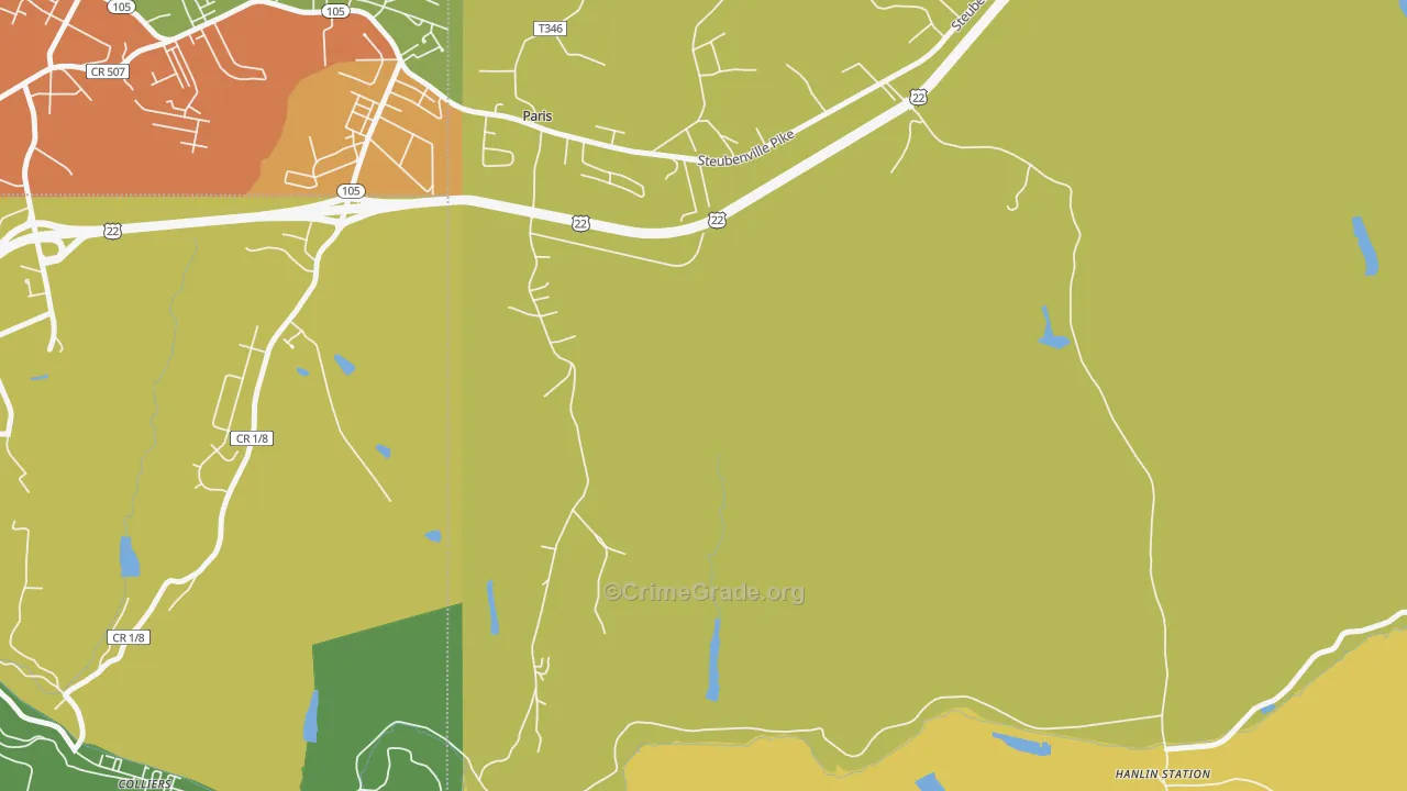 Paris, PA Map of Assault Rates