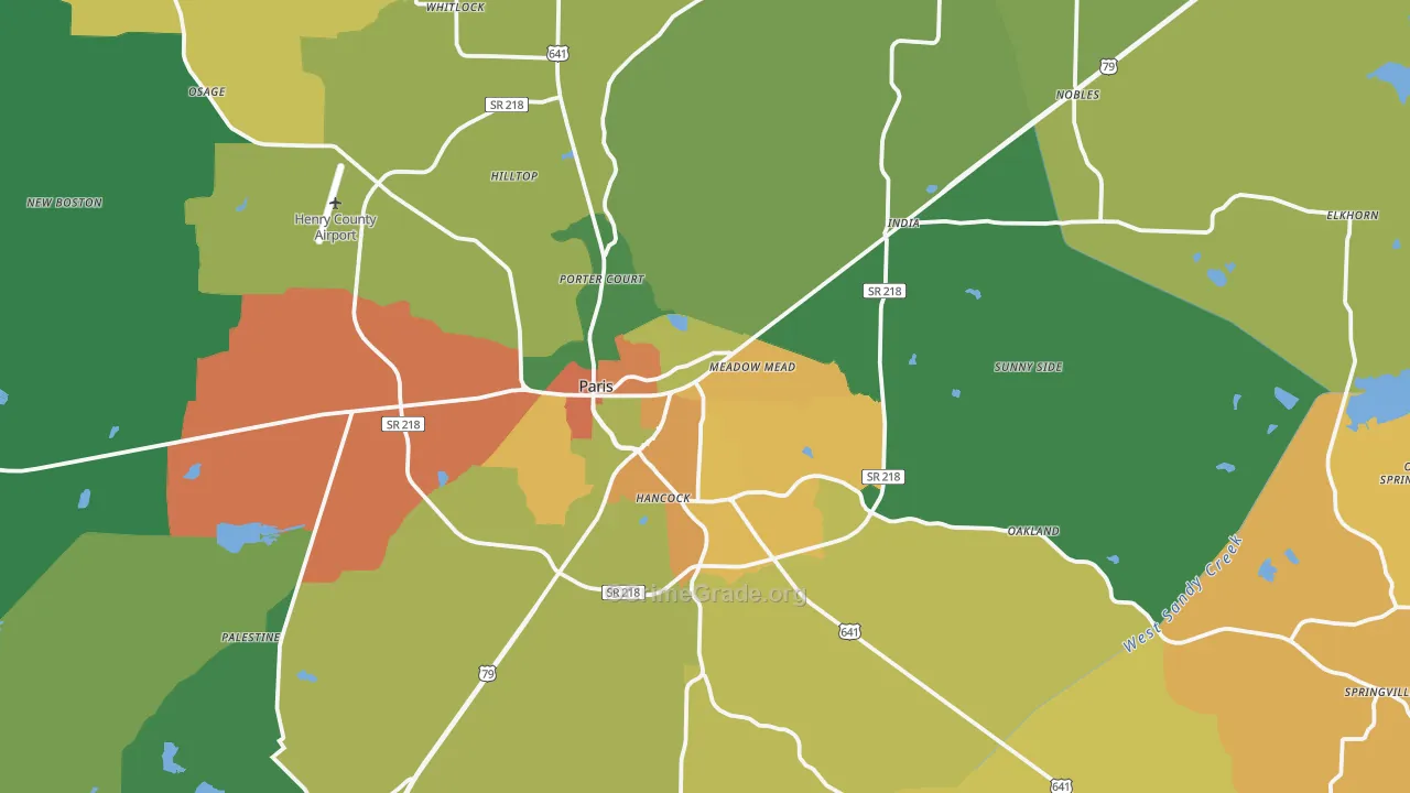 Paris, TN Map of Assault Rates