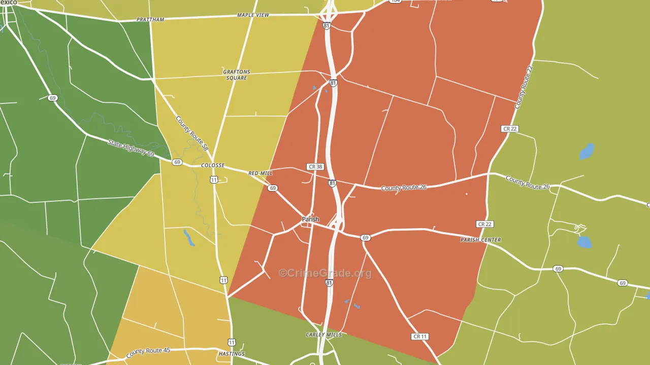 Parish, NY Map of Assault Rates