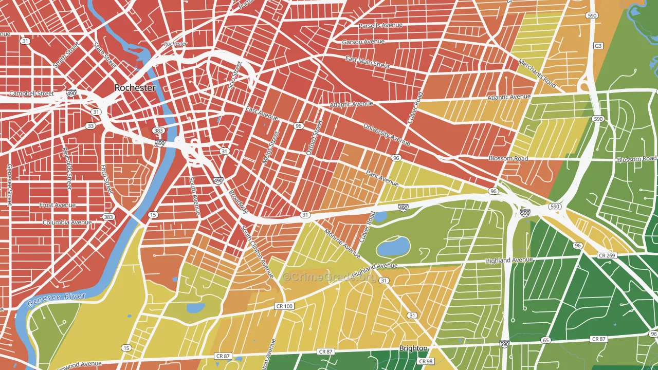 Park Avenue, Rochester, NY Map of Assault Rates