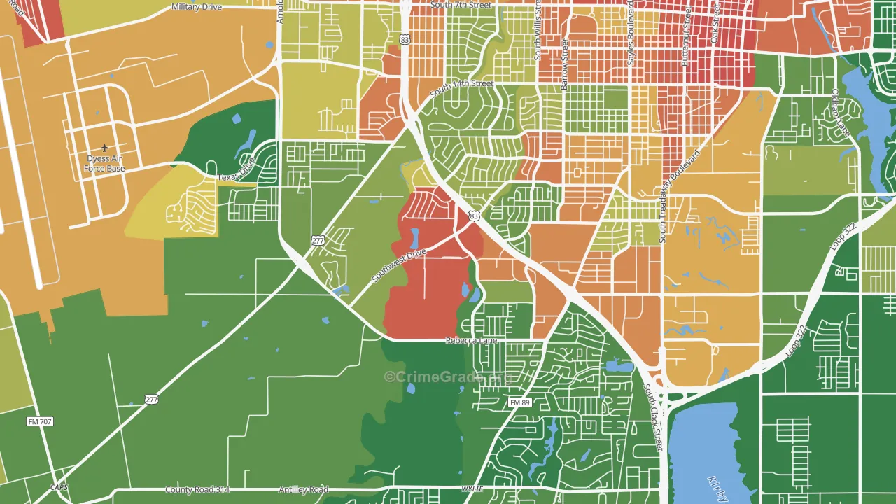 Park Central Area, Abilene, TX Map of Assault Rates