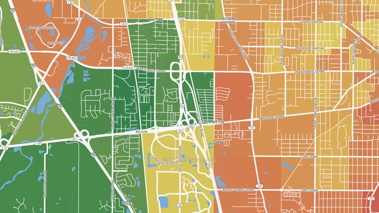 Park City, IL Map of Assault Rates