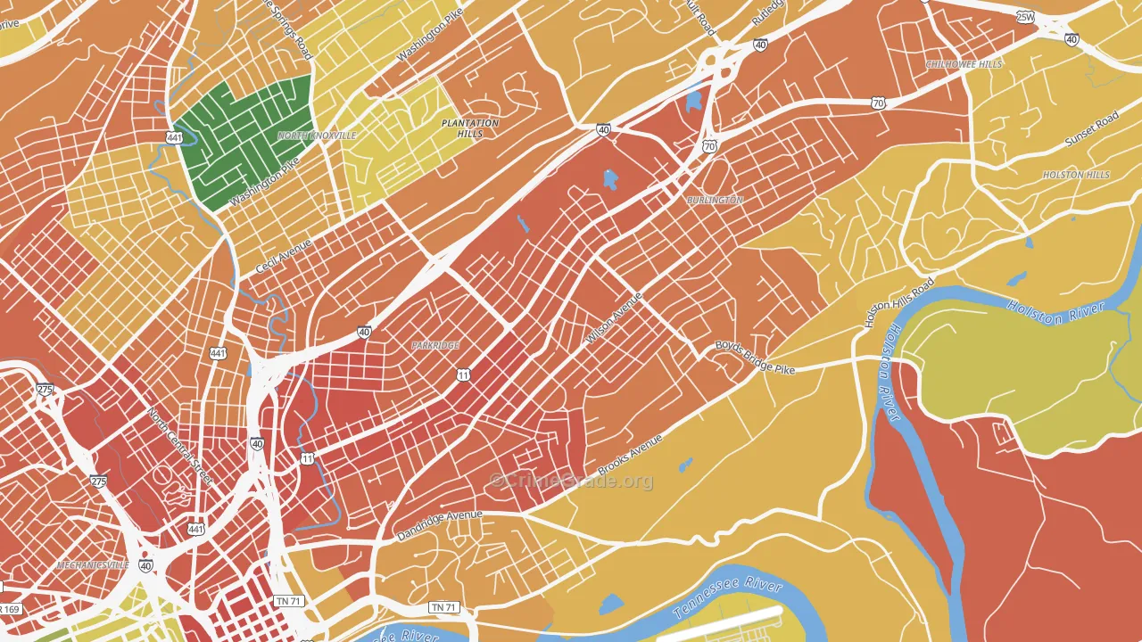 Park City, Knoxville, TN Map of Assault Rates