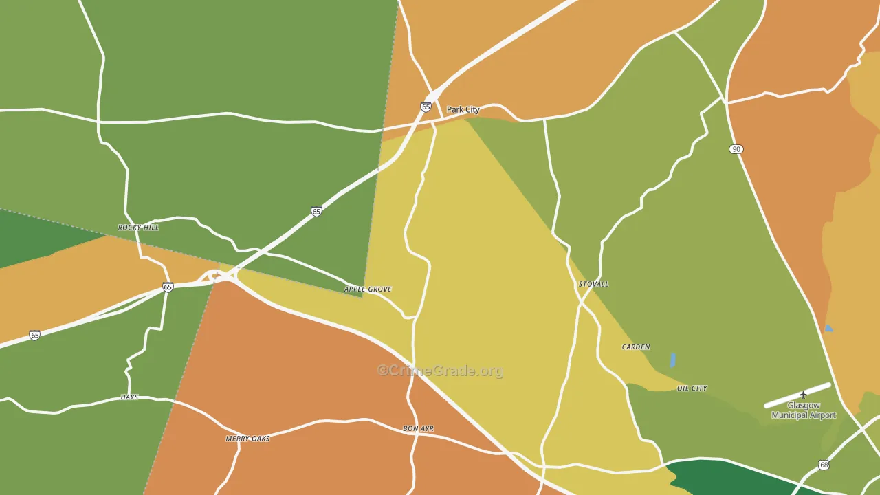 Park City, KY Map of Assault Rates