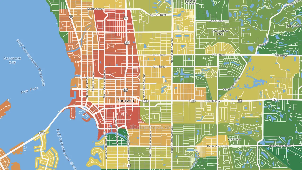 Park East, Sarasota, FL Map of Assault Rates
