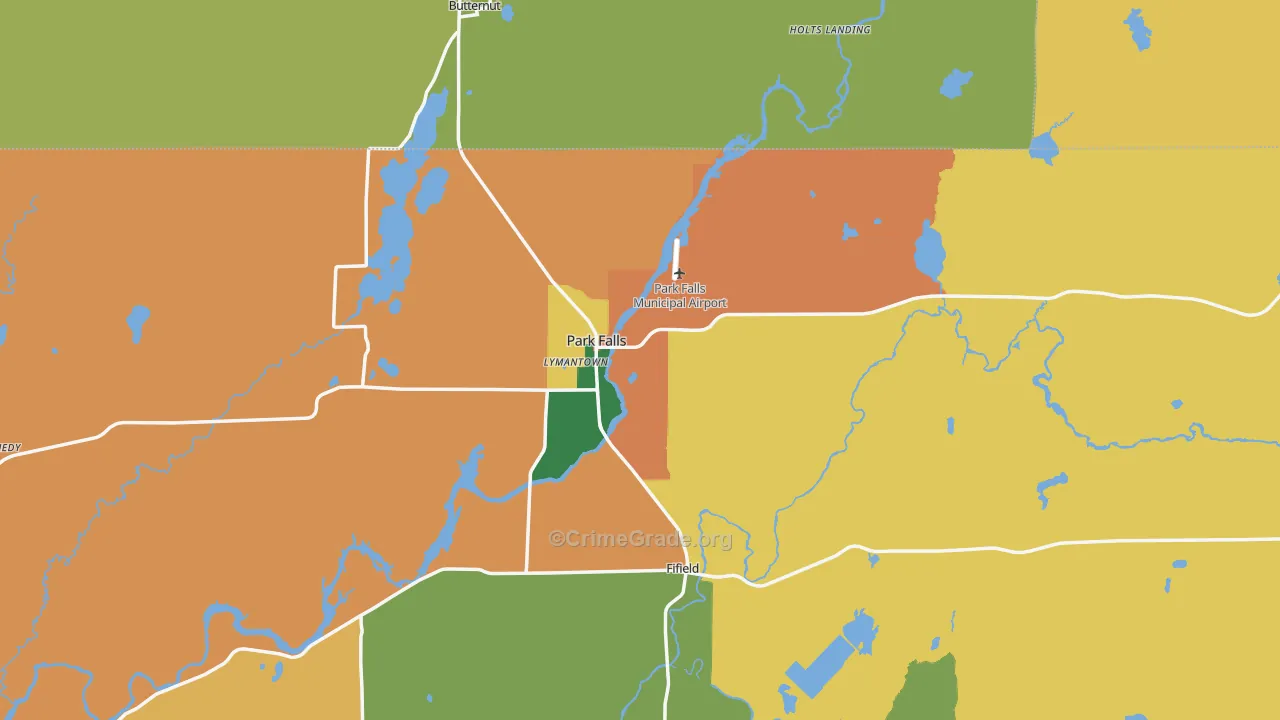 Park Falls, WI Map of Assault Rates