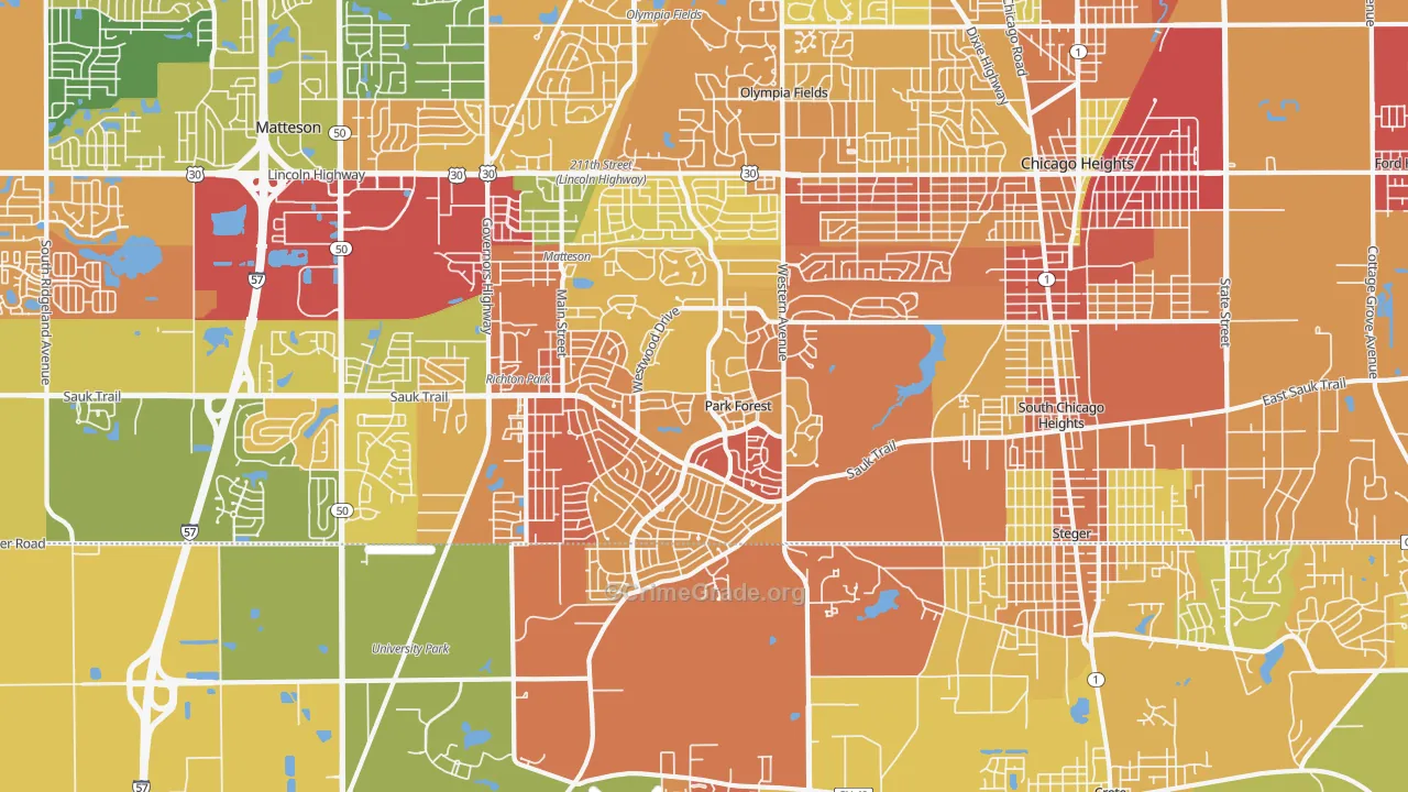 Park Forest, IL Map of Assault Rates