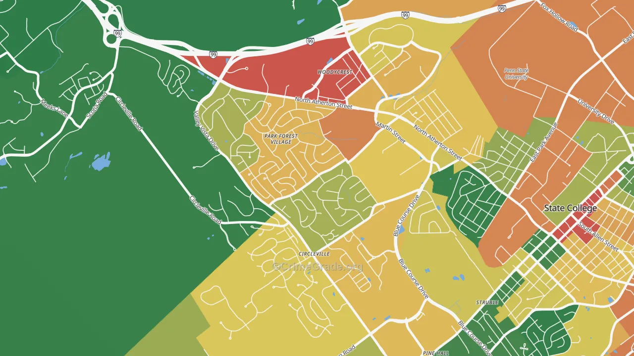 Park Forest Village, PA Map of Assault Rates