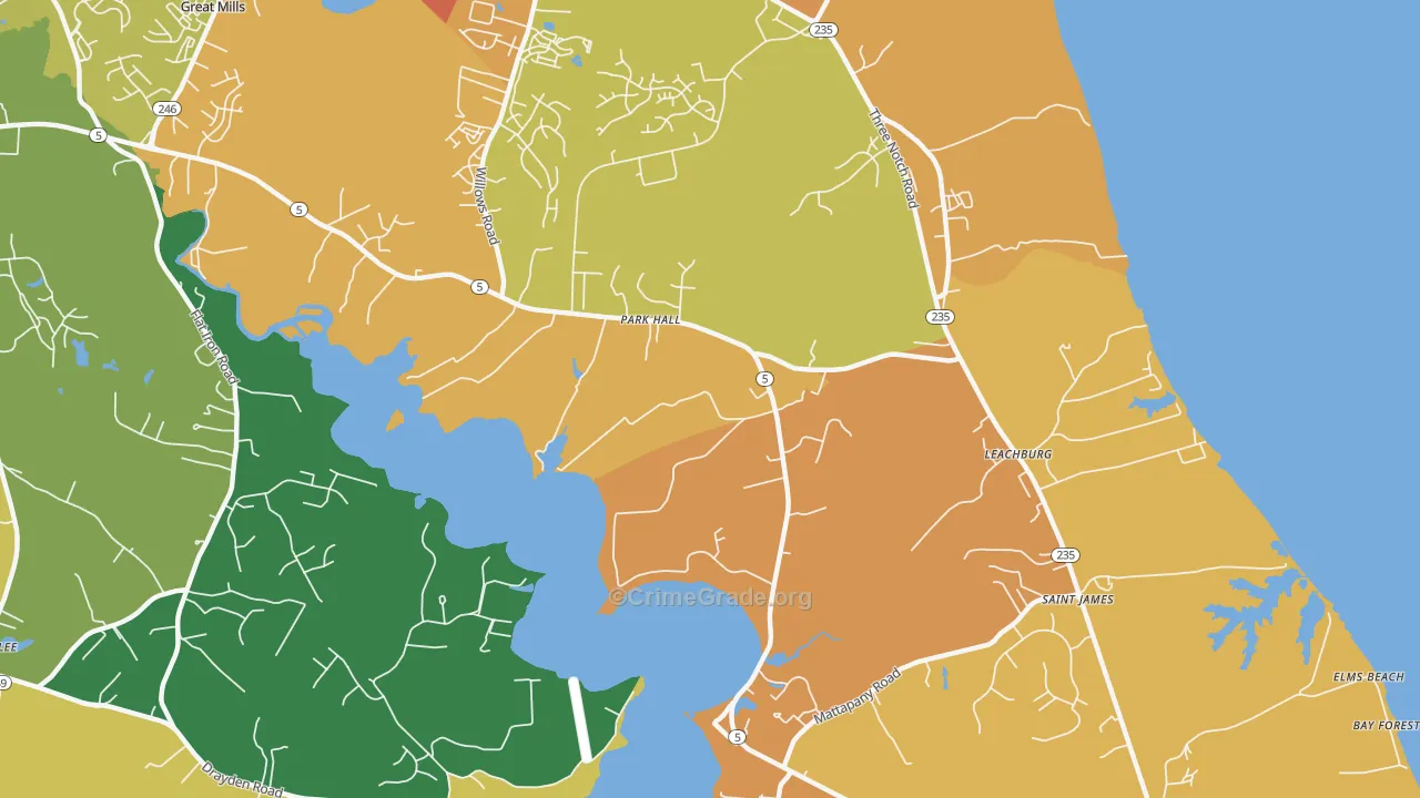 Park Hall, MD Map of Assault Rates