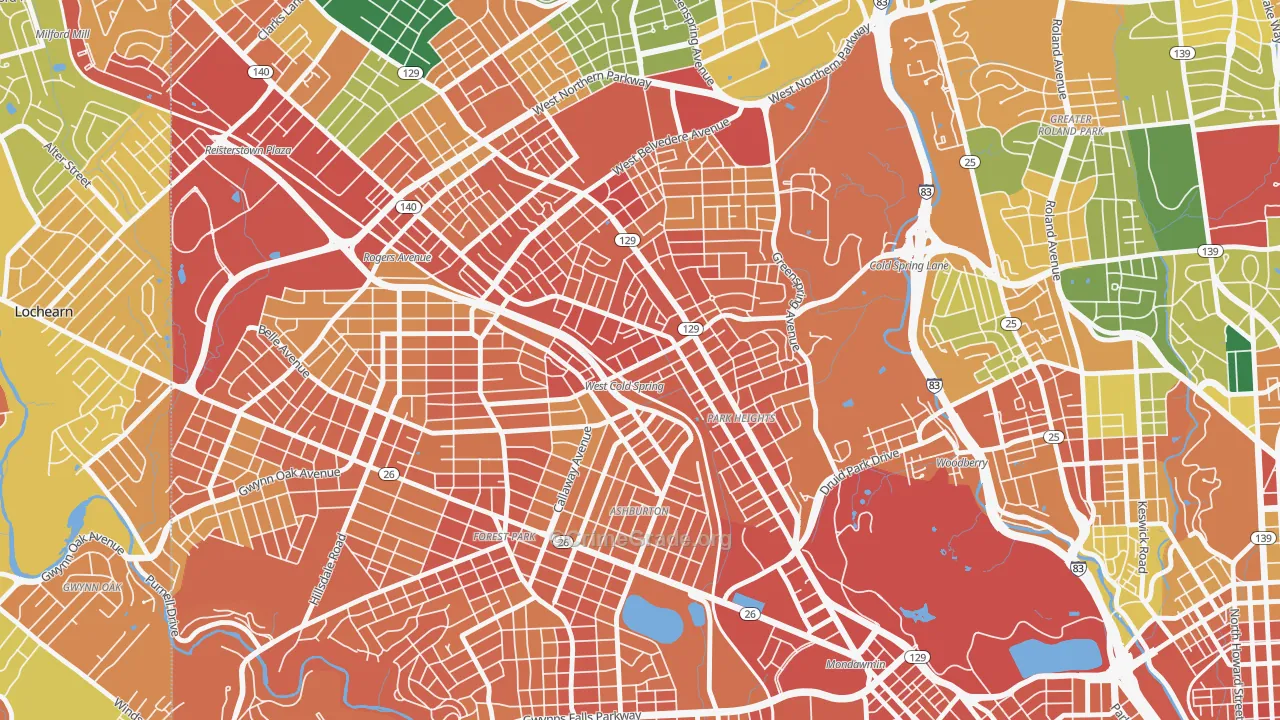 Park Heights, Baltimore, MD Map of Assault Rates