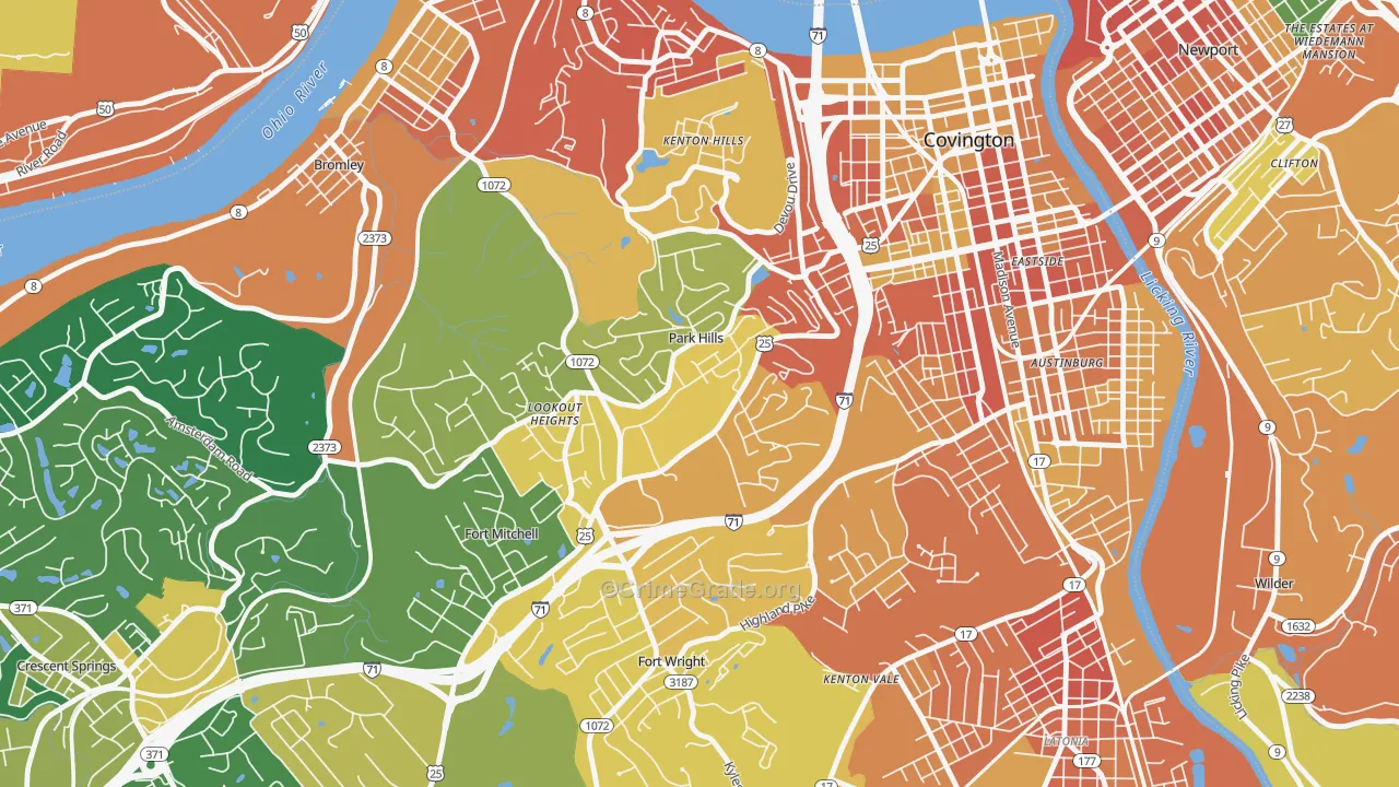Park Hills, KY Map of Assault Rates