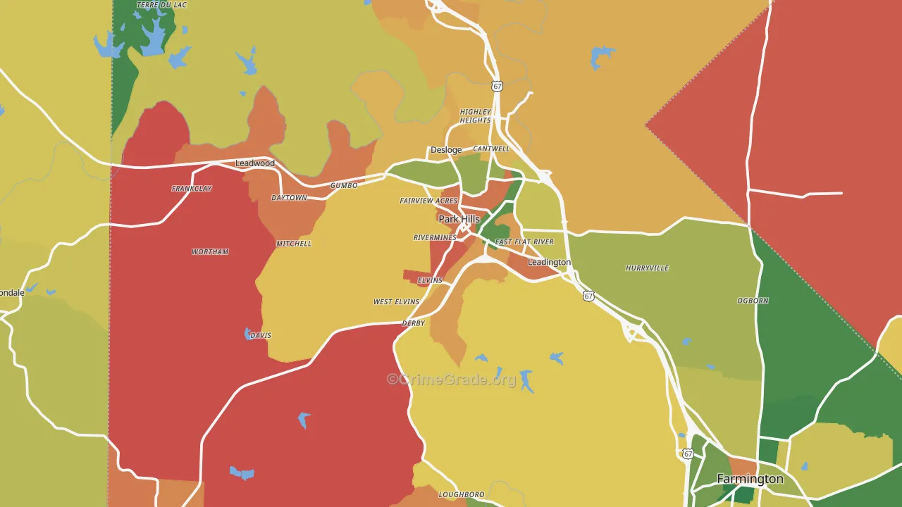 Park Hills, MO Map of Assault Rates