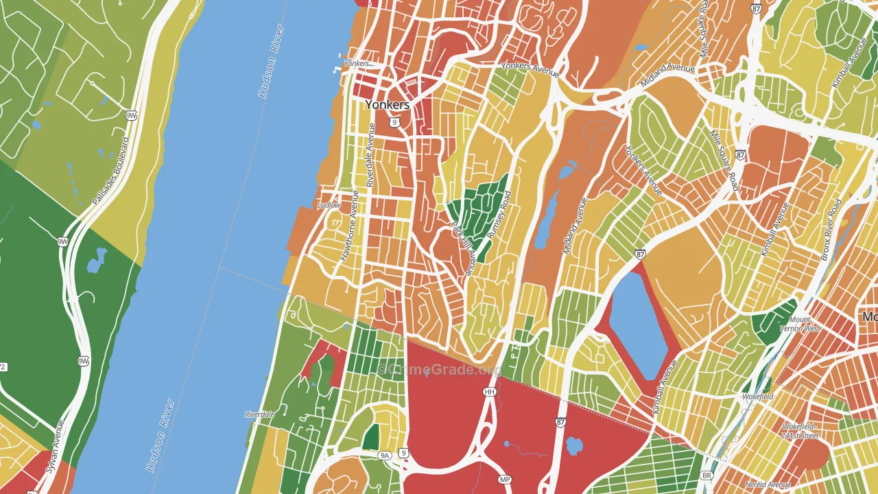 Park Hills, Yonkers, NY Map of Assault Rates